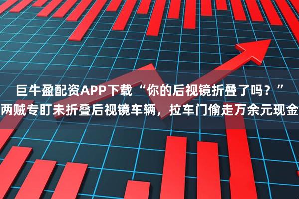 巨牛盈配资APP下载 “你的后视镜折叠了吗？”两贼专盯未折叠后视镜车辆，拉车门偷走万余元现金